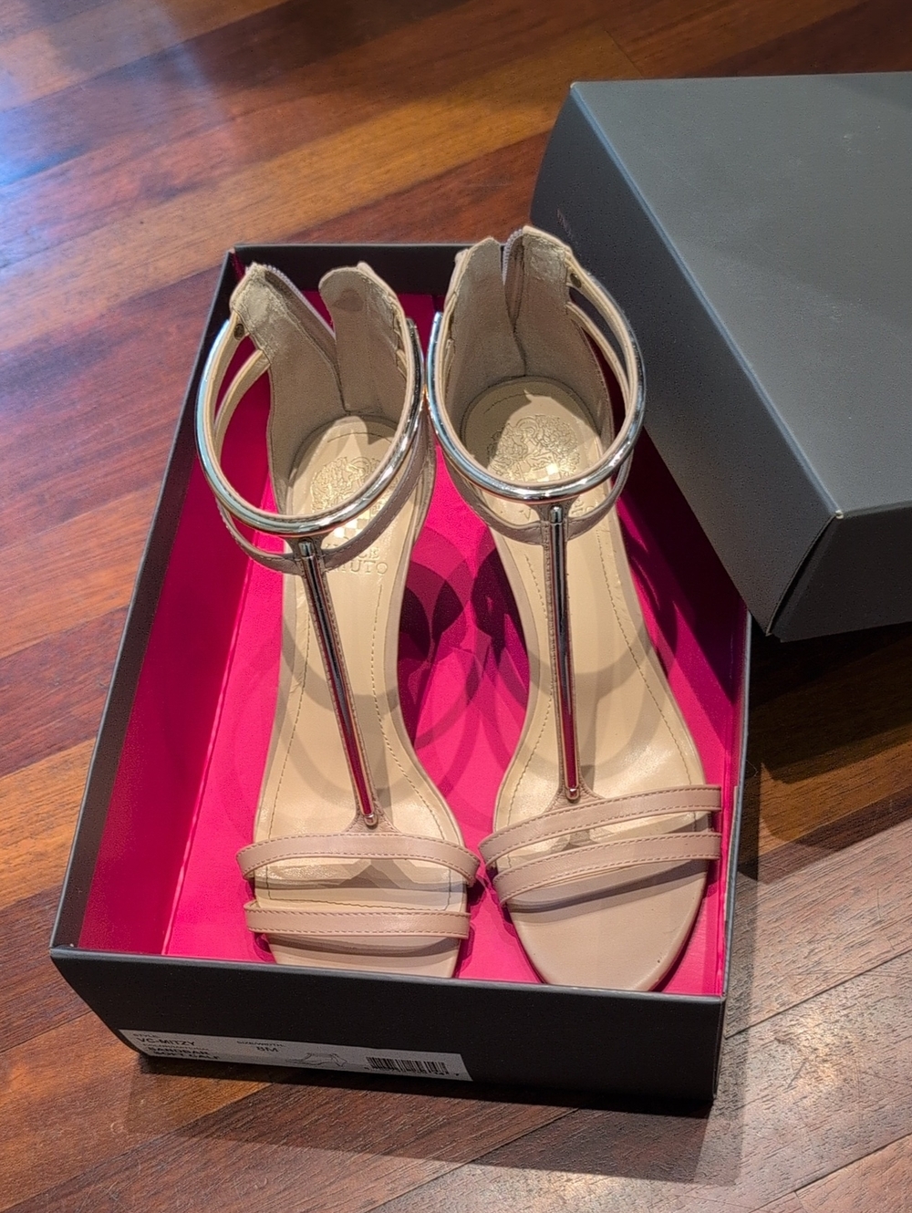 Women’s Nude T-Strap High Heel Sandals Silver